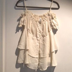 Vintage European Cream Off the Shoulder Top